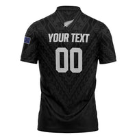 Custom Football New Zealand Zipper Polo Shirt Aotearoa United Black Version - Polynesian Pride