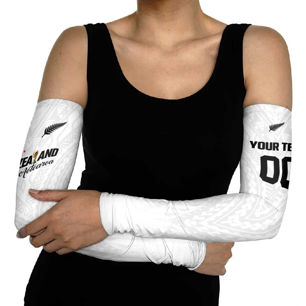 Custom Football New Zealand Arm Sleeves Aotearoa United White Version - Polynesian Pride