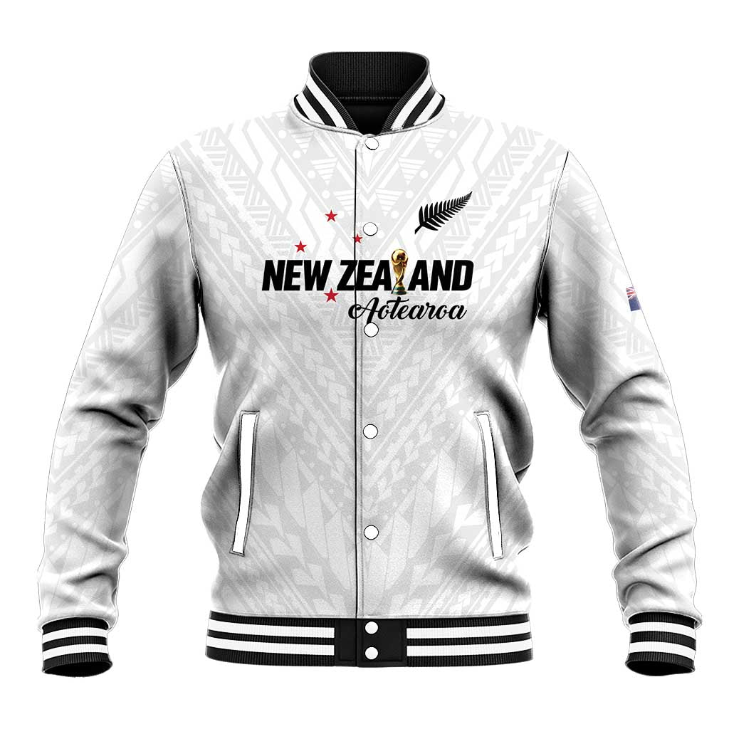 Custom Football New Zealand Baseball Jacket Aotearoa United White Version - Polynesian Pride