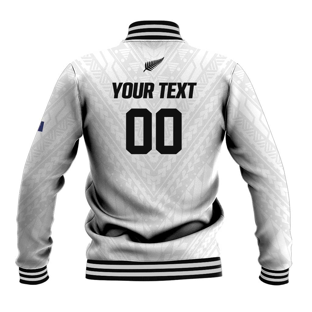 Custom Football New Zealand Baseball Jacket Aotearoa United White Version - Polynesian Pride