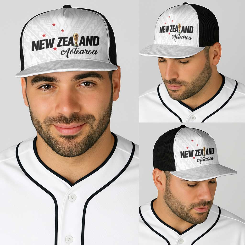 Football New Zealand Baseball Net Cap Aotearoa United White Version - Polynesian Pride