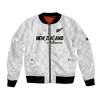 Custom Football New Zealand Bomber Jacket Aotearoa United White Version - Polynesian Pride