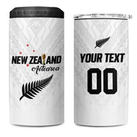 Custom Football New Zealand 4 in 1 Can Cooler Tumbler Aotearoa United White Version - Polynesian Pride