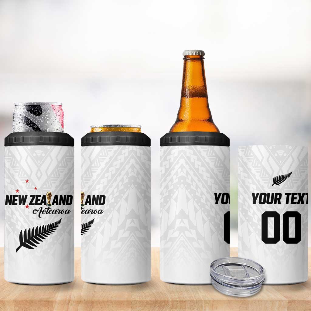 Custom Football New Zealand 4 in 1 Can Cooler Tumbler Aotearoa United White Version - Polynesian Pride