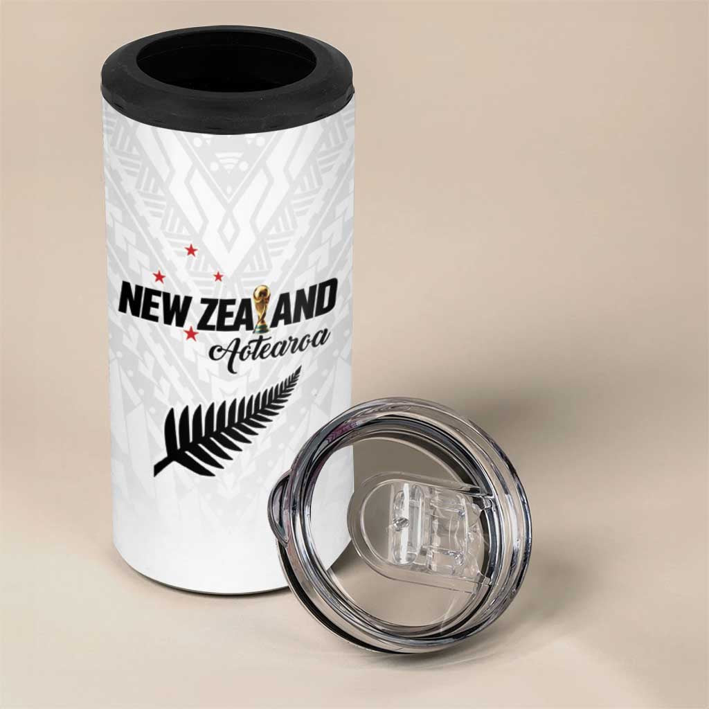 Custom Football New Zealand 4 in 1 Can Cooler Tumbler Aotearoa United White Version - Polynesian Pride