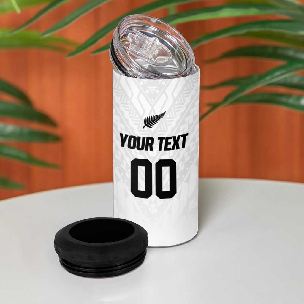 Custom Football New Zealand 4 in 1 Can Cooler Tumbler Aotearoa United White Version - Polynesian Pride