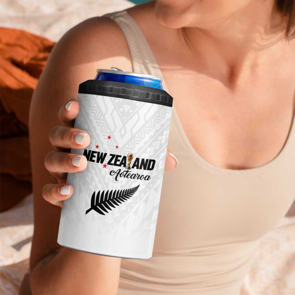 Custom Football New Zealand 4 in 1 Can Cooler Tumbler Aotearoa United White Version - Polynesian Pride