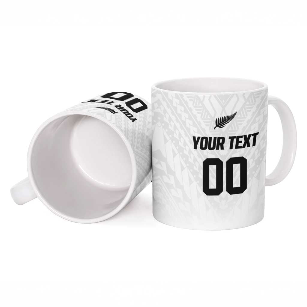 Custom Football New Zealand Ceramic Mug Aotearoa United White Version - Polynesian Pride