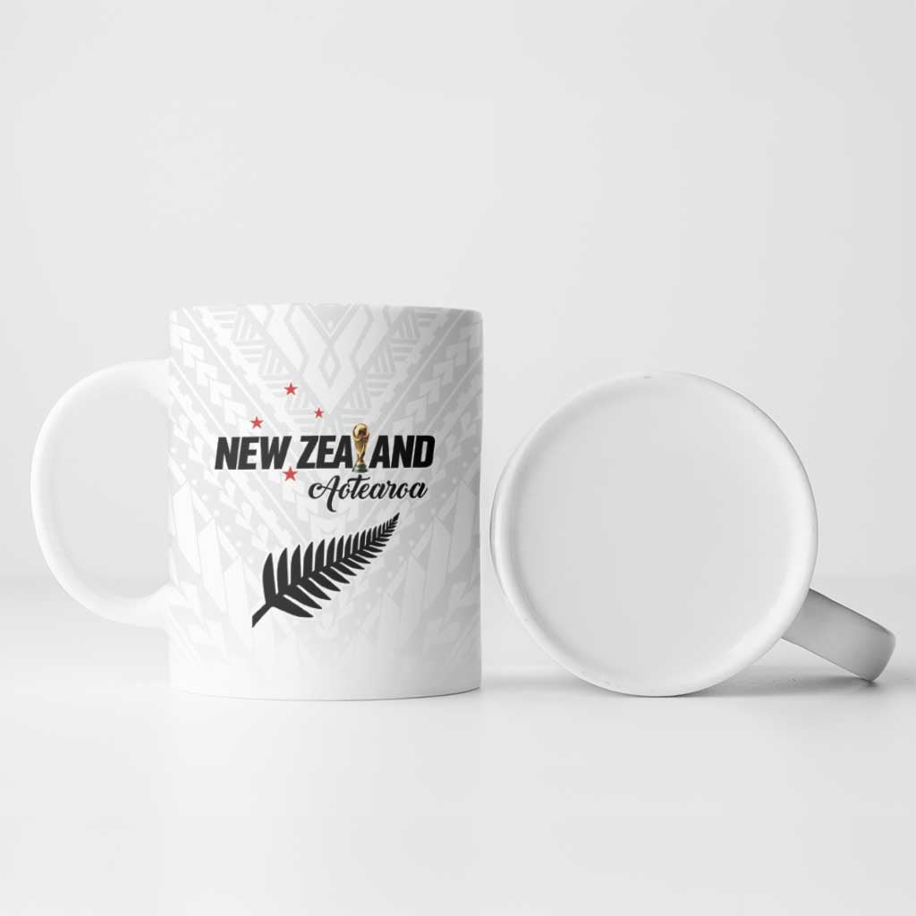 Custom Football New Zealand Ceramic Mug Aotearoa United White Version - Polynesian Pride