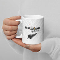 Custom Football New Zealand Ceramic Mug Aotearoa United White Version - Polynesian Pride