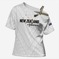 Custom Football New Zealand Cross Shoulder Shirt Aotearoa United White Version - Polynesian Pride