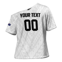 Custom Football New Zealand Cross Shoulder Shirt Aotearoa United White Version - Polynesian Pride