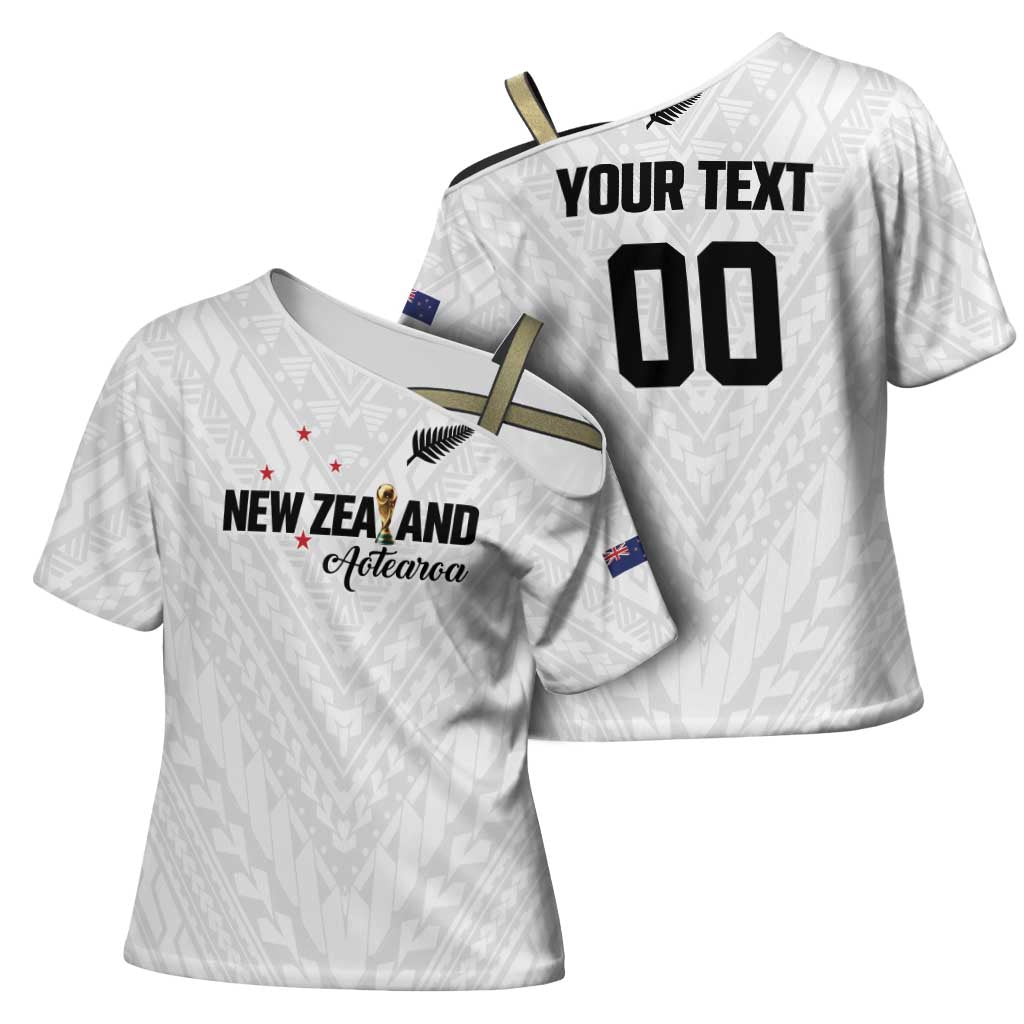 Custom Football New Zealand Cross Shoulder Shirt Aotearoa United White Version - Polynesian Pride