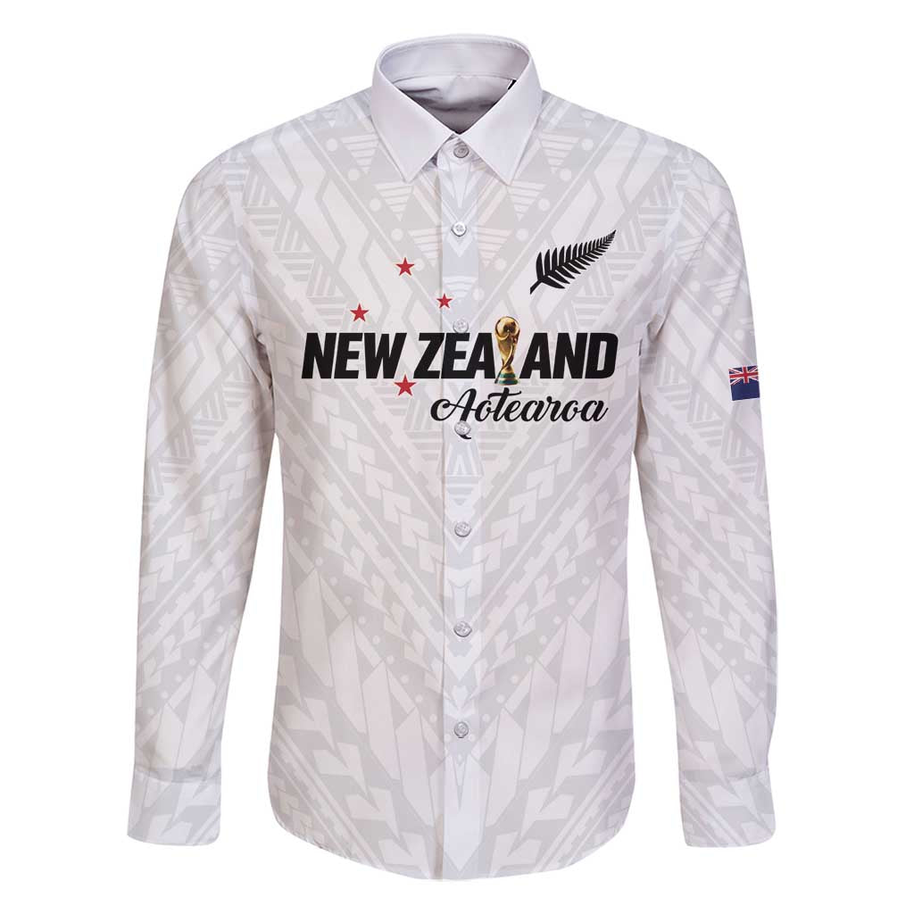 Custom Football New Zealand Family Matching Long Sleeve Bodycon Dress and Hawaiian Shirt Aotearoa United White Version - Polynesian Pride