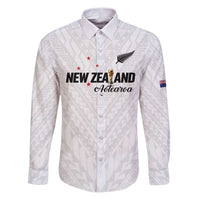 Custom Football New Zealand Family Matching Puletasi and Hawaiian Shirt Aotearoa United White Version - Polynesian Pride