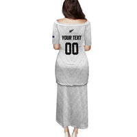 Custom Football New Zealand Family Matching Puletasi and Hawaiian Shirt Aotearoa United White Version - Polynesian Pride