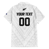 Custom Football New Zealand Family Matching Short Sleeve Bodycon Dress and Hawaiian Shirt Aotearoa United White Version - Polynesian Pride