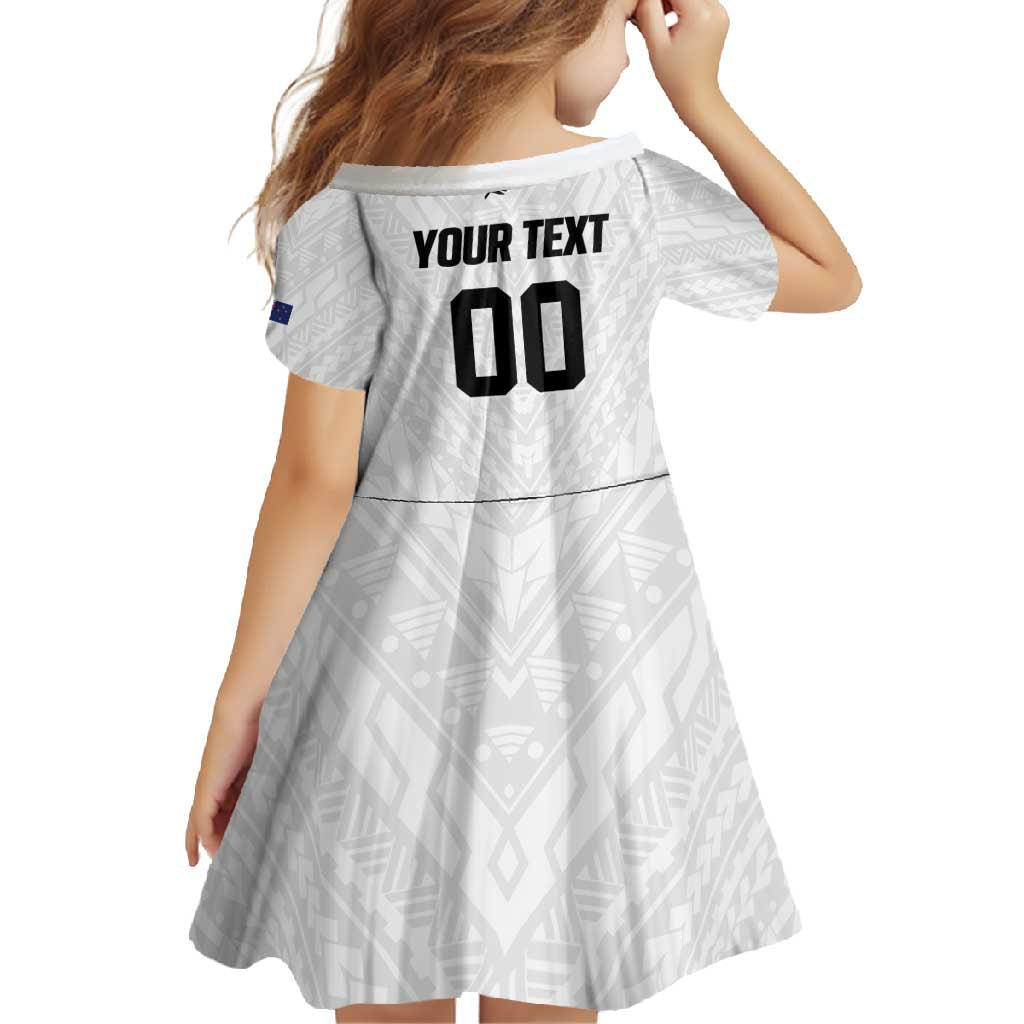 Custom Football New Zealand Family Matching Summer Maxi Dress and Hawaiian Shirt Aotearoa United White Version - Polynesian Pride