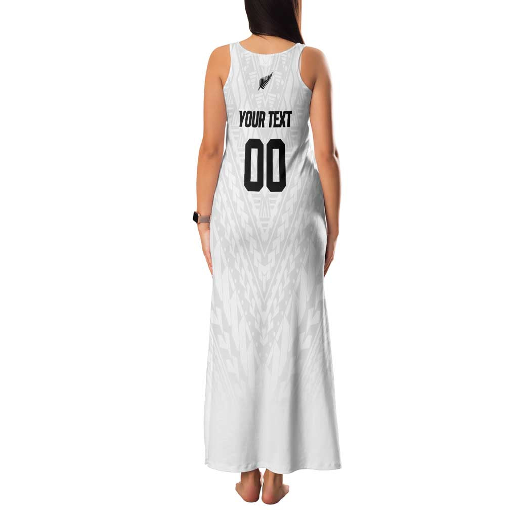 Custom Football New Zealand Family Matching Tank Maxi Dress and Hawaiian Shirt Aotearoa United White Version - Polynesian Pride