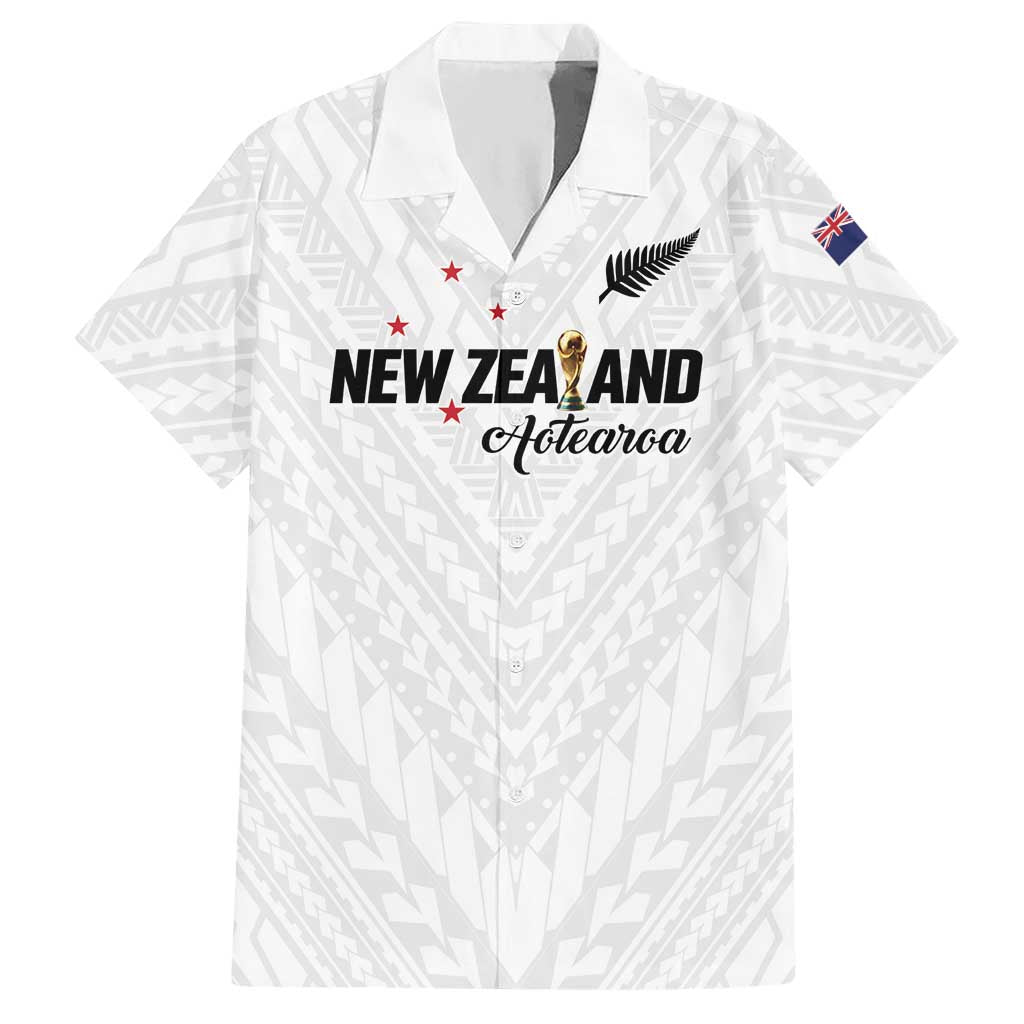 Custom Football New Zealand Hawaiian Shirt Aotearoa United White Version - Polynesian Pride