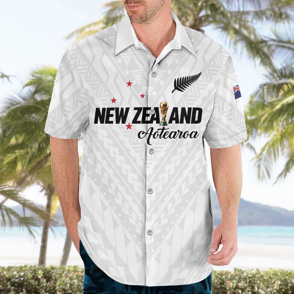 Custom Football New Zealand Hawaiian Shirt Aotearoa United White Version - Polynesian Pride