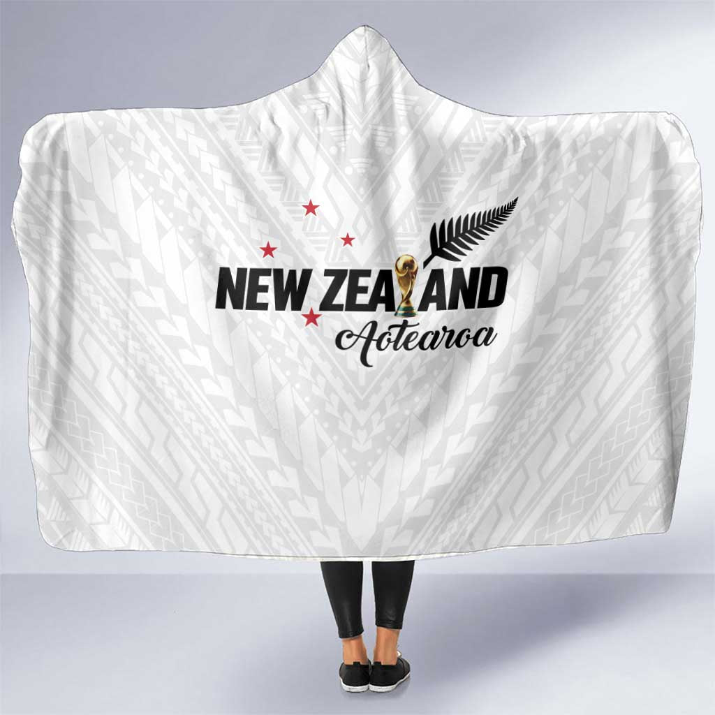 Football New Zealand Hooded Blanket Aotearoa United White Version LT01 One Size White - Polynesian Pride