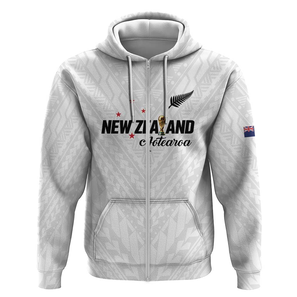 Custom Football New Zealand Hoodie Aotearoa United White Version - Polynesian Pride