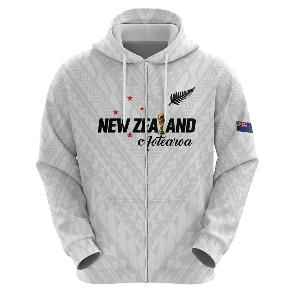 Custom Football New Zealand Hoodie Aotearoa United White Version - Polynesian Pride