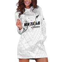 Custom Football New Zealand Hoodie Dress Aotearoa United White Version - Polynesian Pride