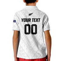 Custom Football New Zealand Kid Polo Shirt Aotearoa United White Version - Polynesian Pride