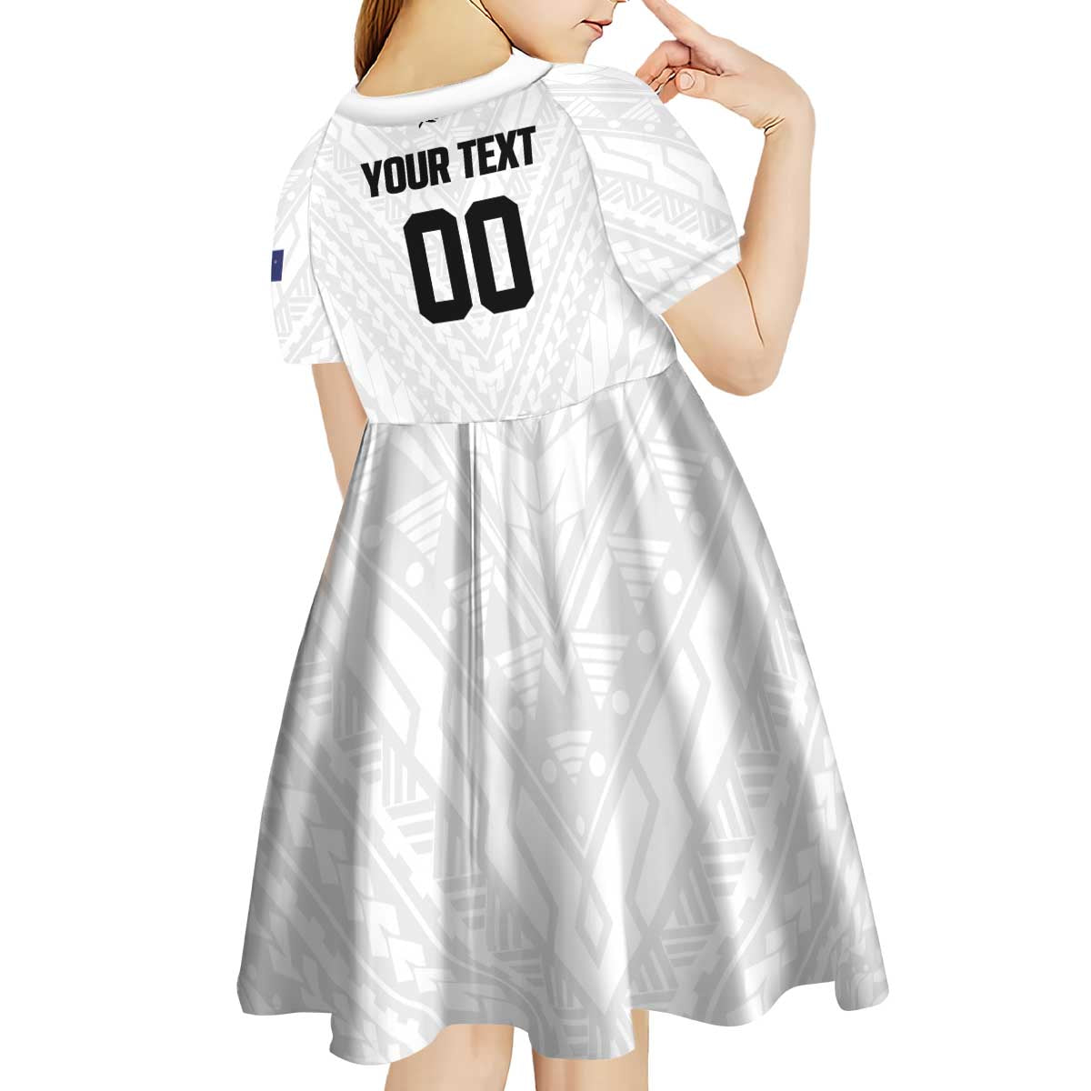 Custom Football New Zealand Kid Short Sleeve Dress Aotearoa United White Version - Polynesian Pride