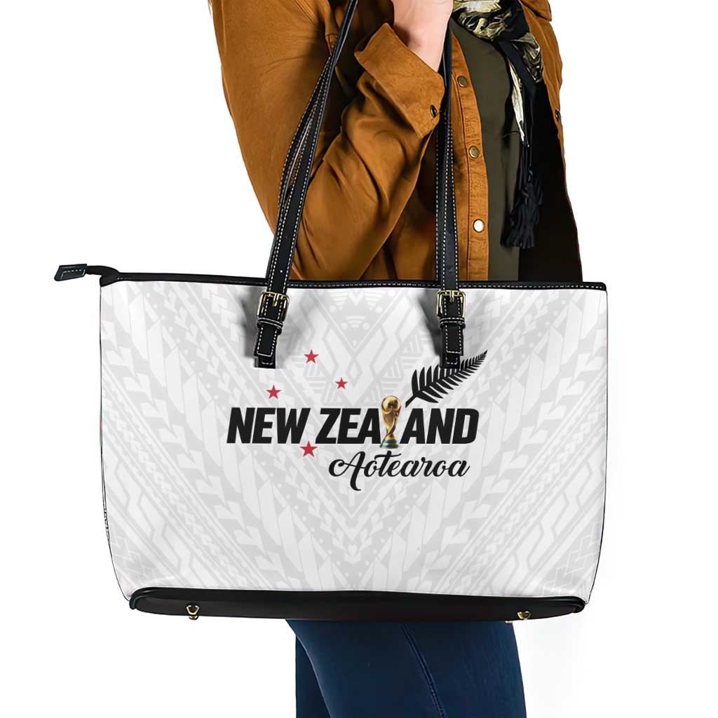 Football New Zealand Leather Tote Bag Aotearoa United White Version - Polynesian Pride