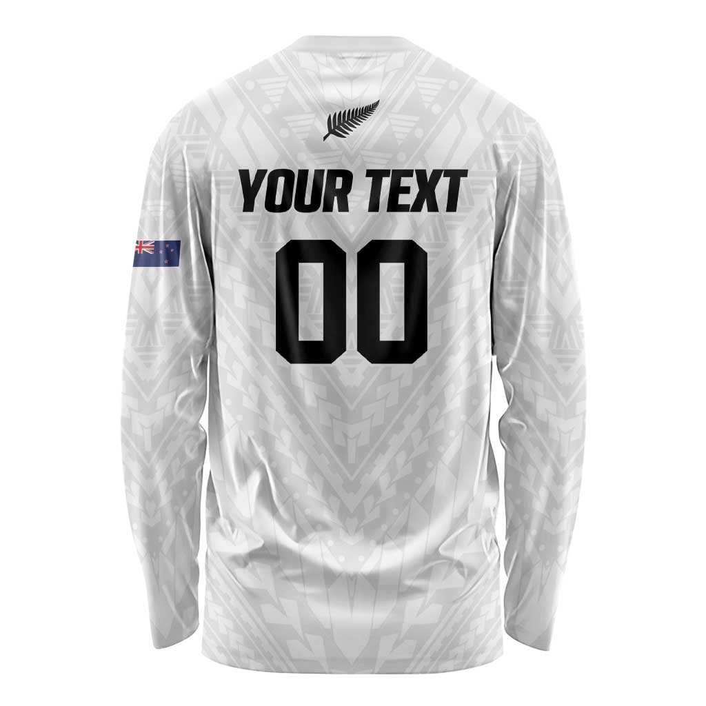 Custom Football New Zealand Long Sleeve Shirt Aotearoa United White Version - Polynesian Pride