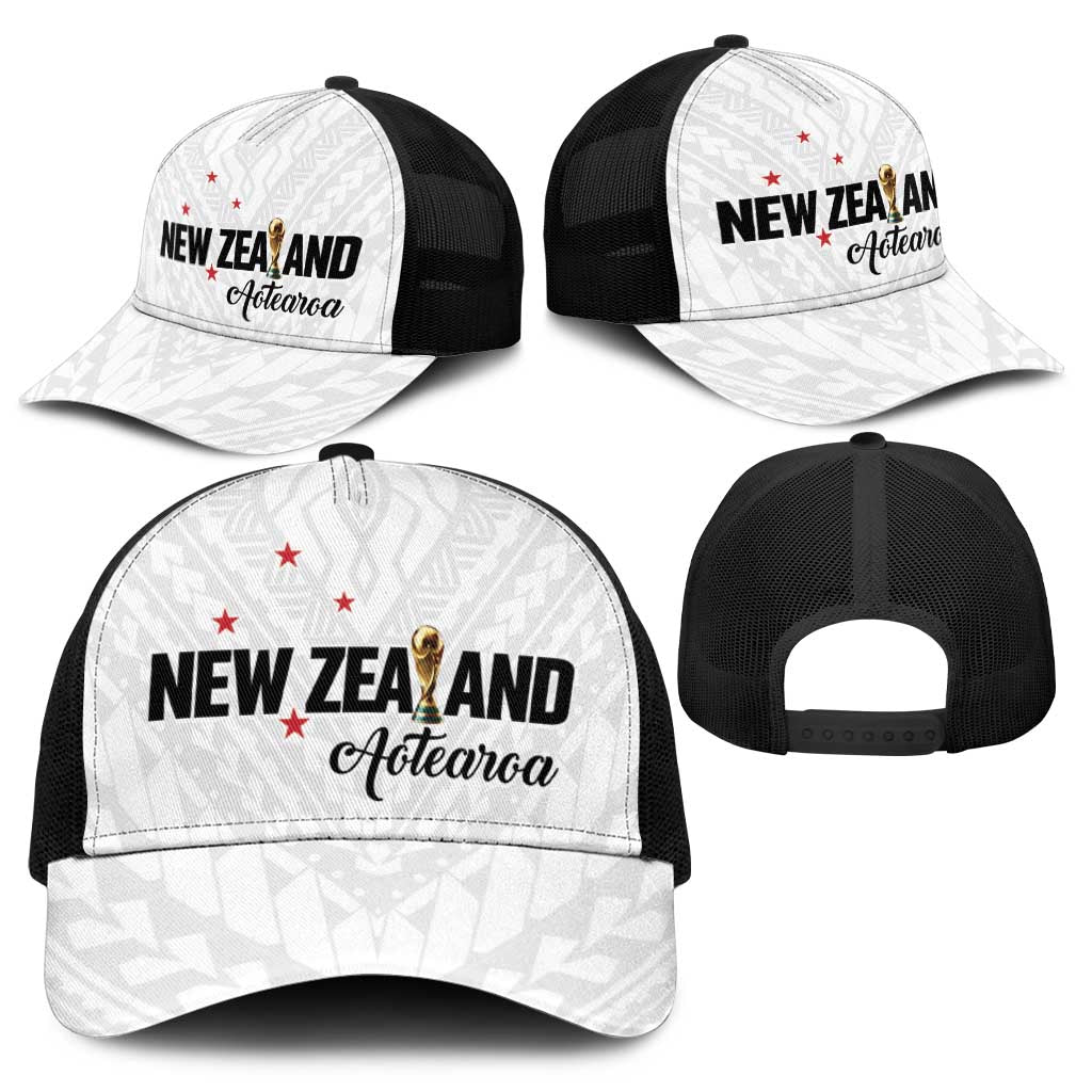 Football New Zealand Mesh Trucker Cap Aotearoa United White Version - Polynesian Pride