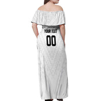 Custom Football New Zealand Off Shoulder Maxi Dress Aotearoa United White Version - Polynesian Pride