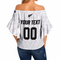 Custom Football New Zealand Off Shoulder Wrap Waist Top Aotearoa United White Version LT01 - Polynesian Pride