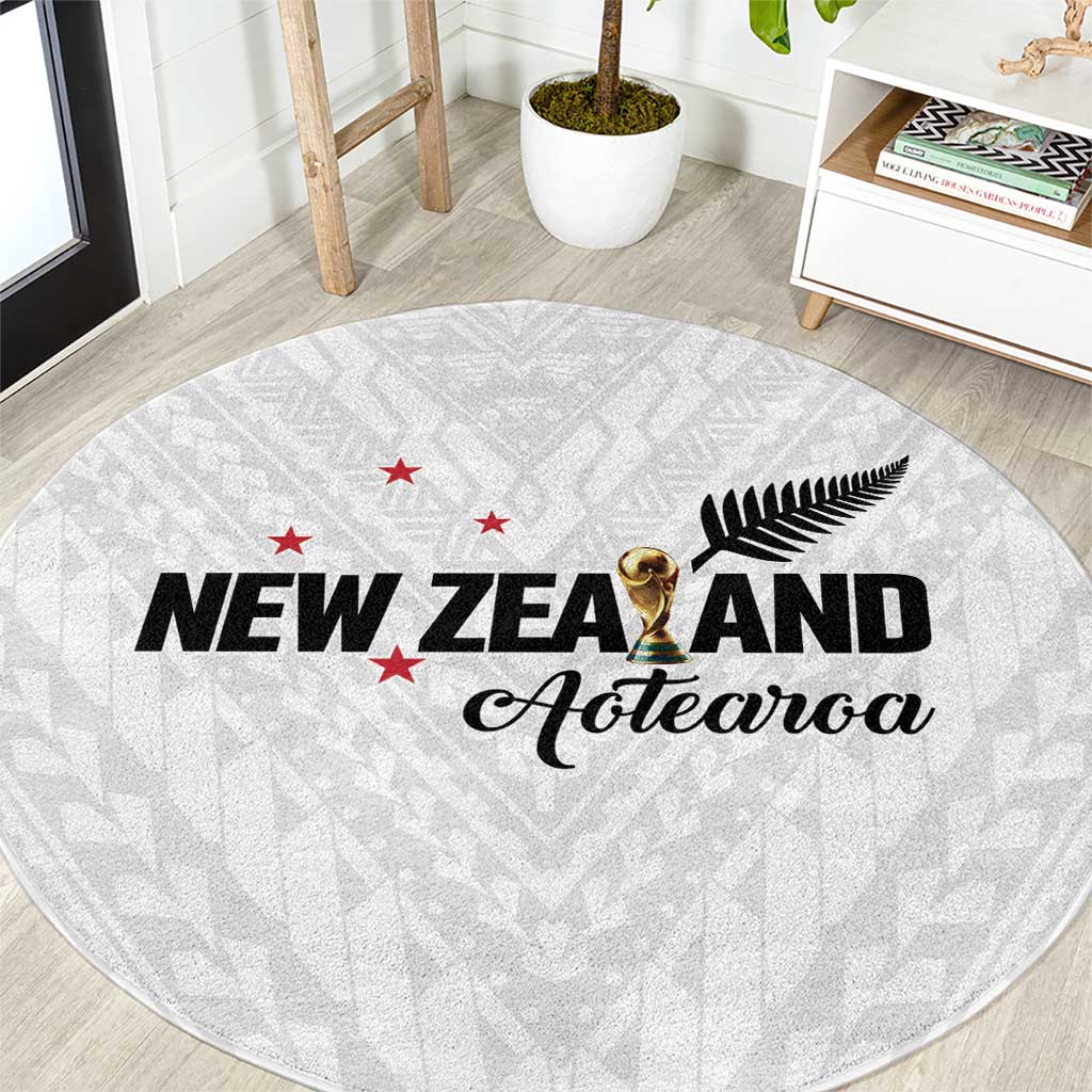 Football New Zealand Round Carpet Aotearoa United White Version - Polynesian Pride