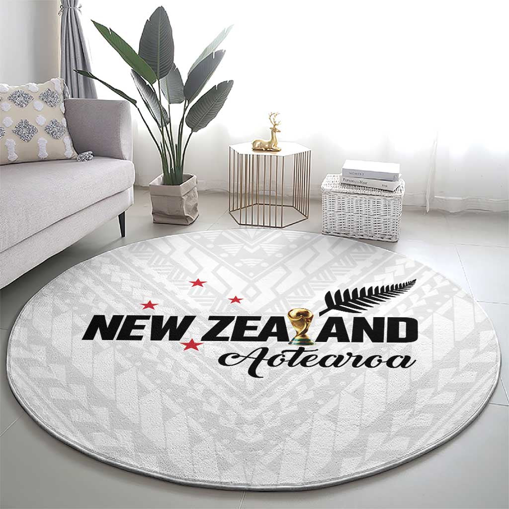 Football New Zealand Round Carpet Aotearoa United White Version - Polynesian Pride
