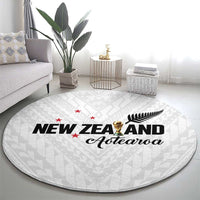 Football New Zealand Round Carpet Aotearoa United White Version - Polynesian Pride