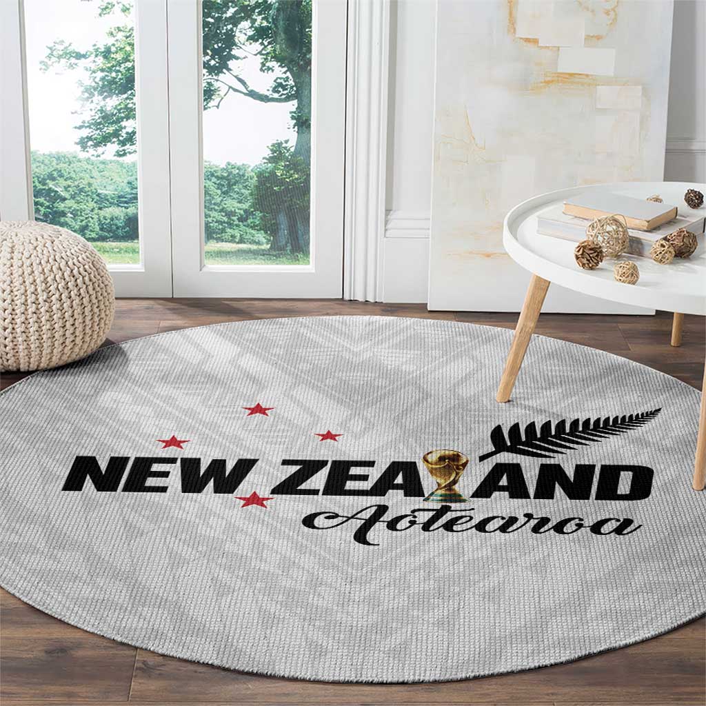 Football New Zealand Round Carpet Aotearoa United White Version - Polynesian Pride