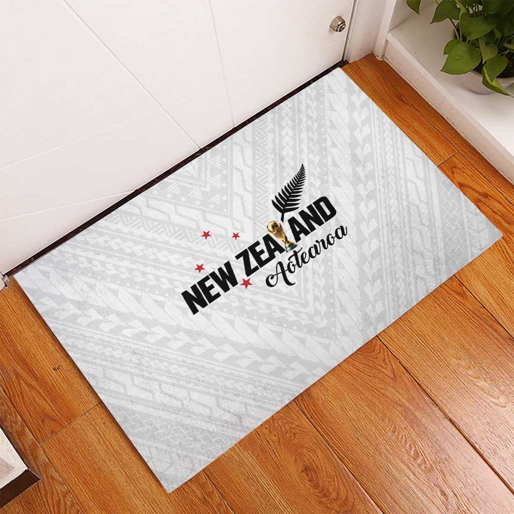 Football New Zealand Rubber Doormat Aotearoa United White Version - Polynesian Pride