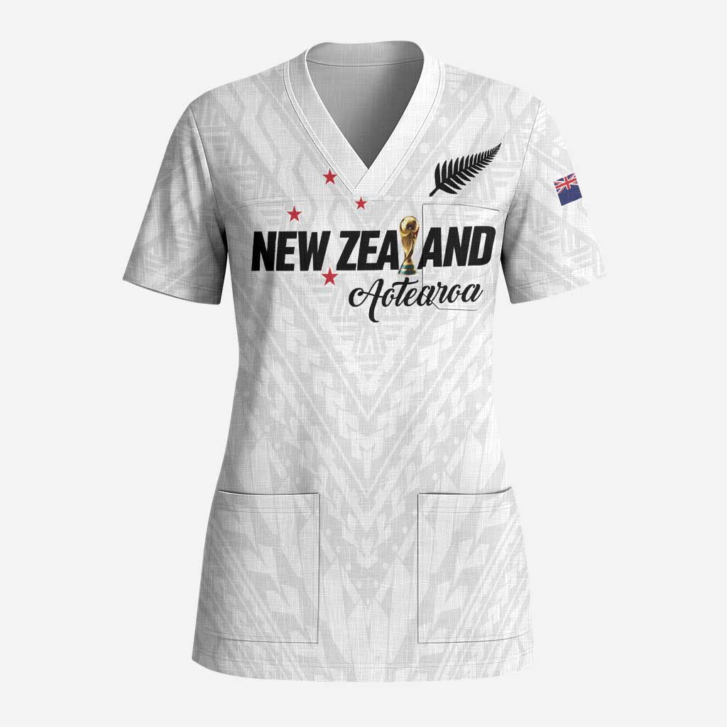 Custom Football New Zealand Scrub Top Aotearoa United White Version - Polynesian Pride