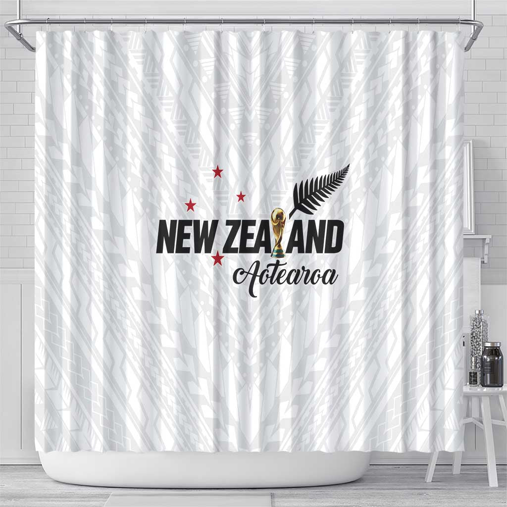 Football New Zealand Shower Curtain Aotearoa United White Version - Polynesian Pride