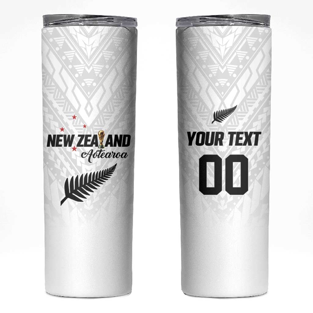Custom Football New Zealand Skinny Tumbler Aotearoa United White Version - Polynesian Pride