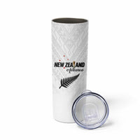 Custom Football New Zealand Skinny Tumbler Aotearoa United White Version - Polynesian Pride