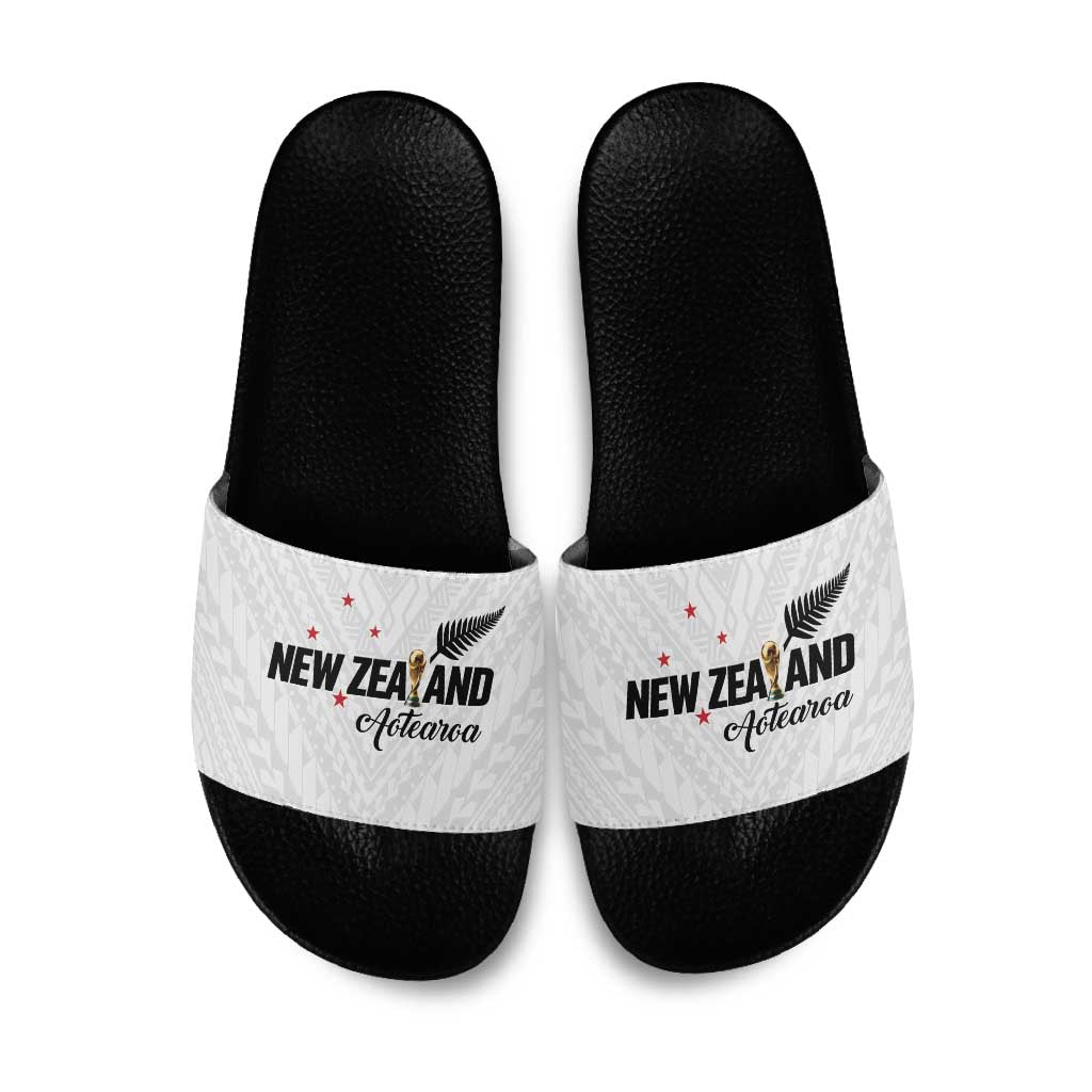 Football New Zealand Slide Sandals Aotearoa United White Version LT01 White - Polynesian Pride