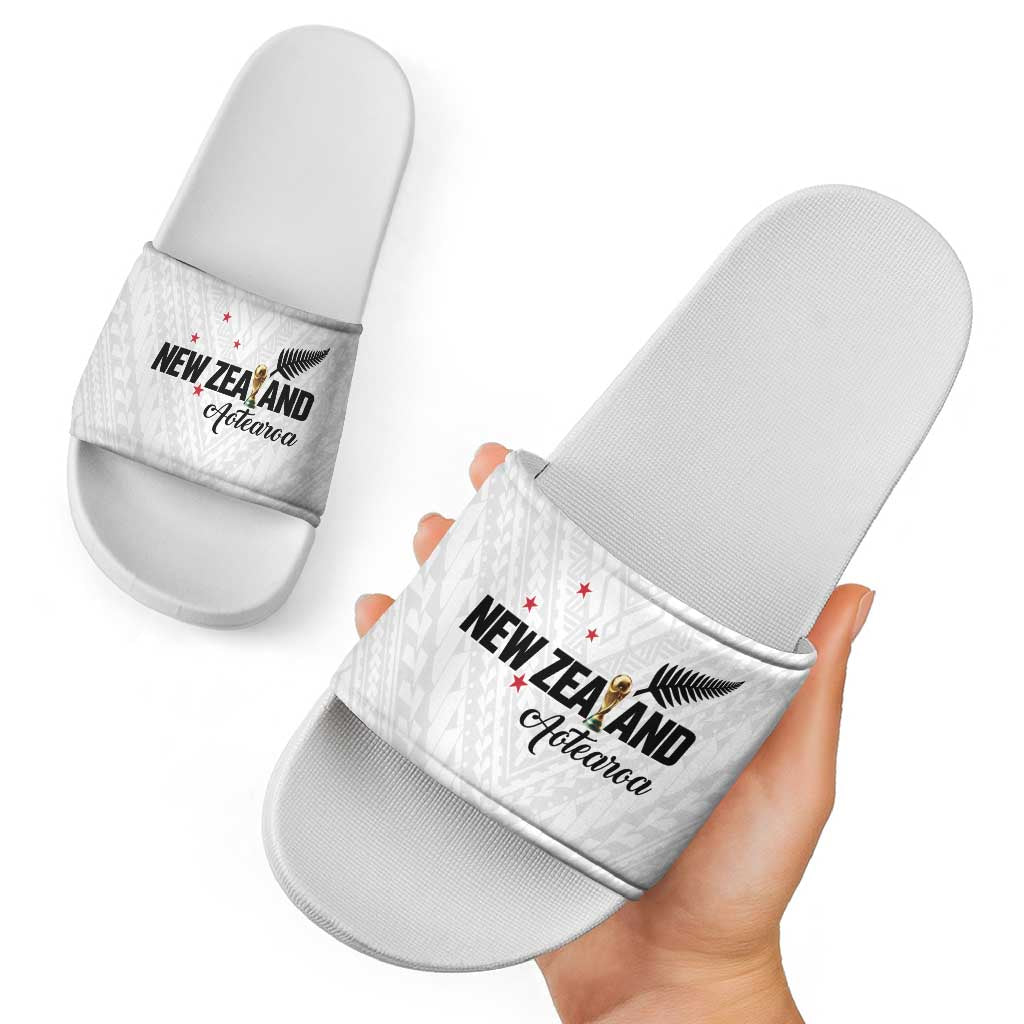 Football New Zealand Slide Sandals Aotearoa United White Version - Polynesian Pride