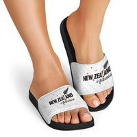 Football New Zealand Slide Sandals Aotearoa United White Version - Polynesian Pride