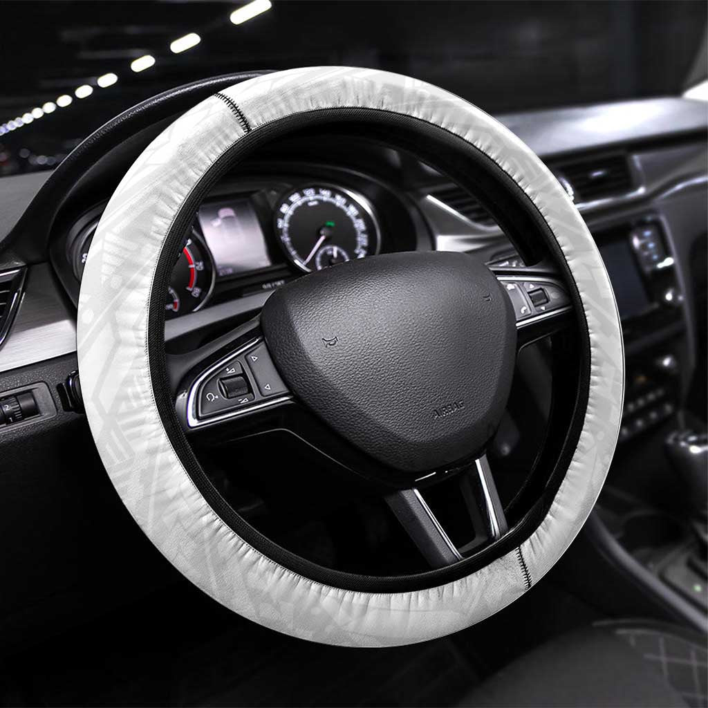 Football New Zealand Steering Wheel Cover Aotearoa United White Version LT01 Universal Fit White - Polynesian Pride