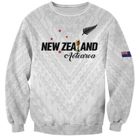 Custom Football New Zealand Sweatshirt Aotearoa United White Version - Polynesian Pride